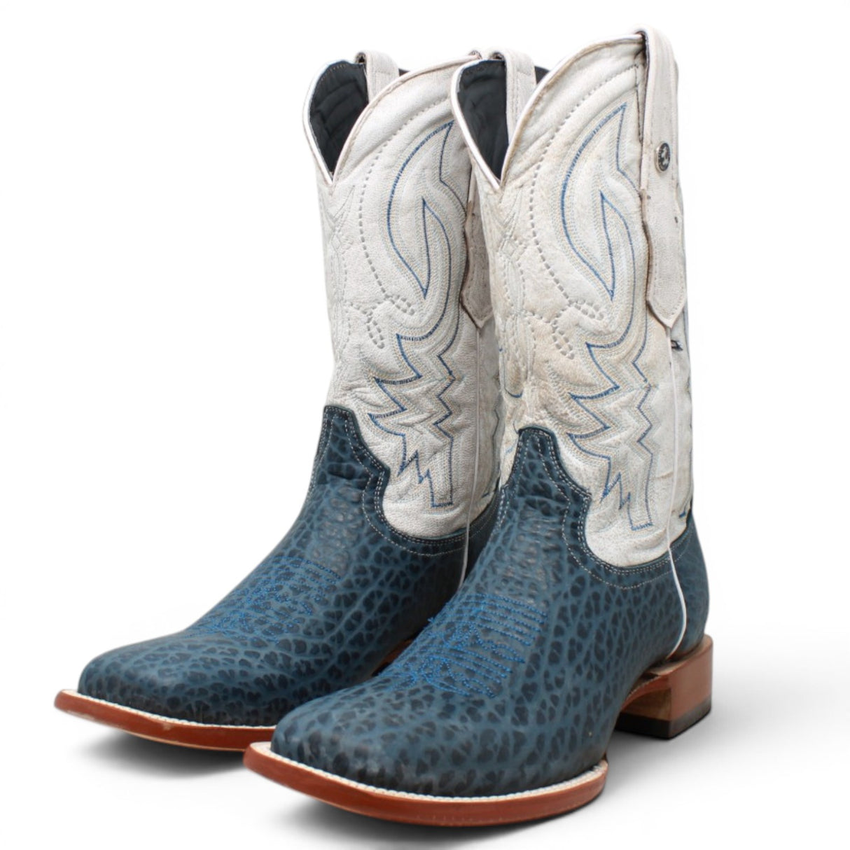 Men's Bull Hide Leather Square Toe Boots in Blue - Tanner Mark Boots