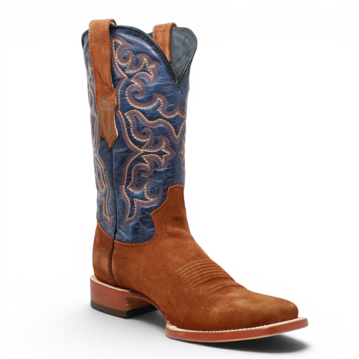 Men's Ruff Out Leather Square Toe Boots in Cognac - Tanner Mark Boots