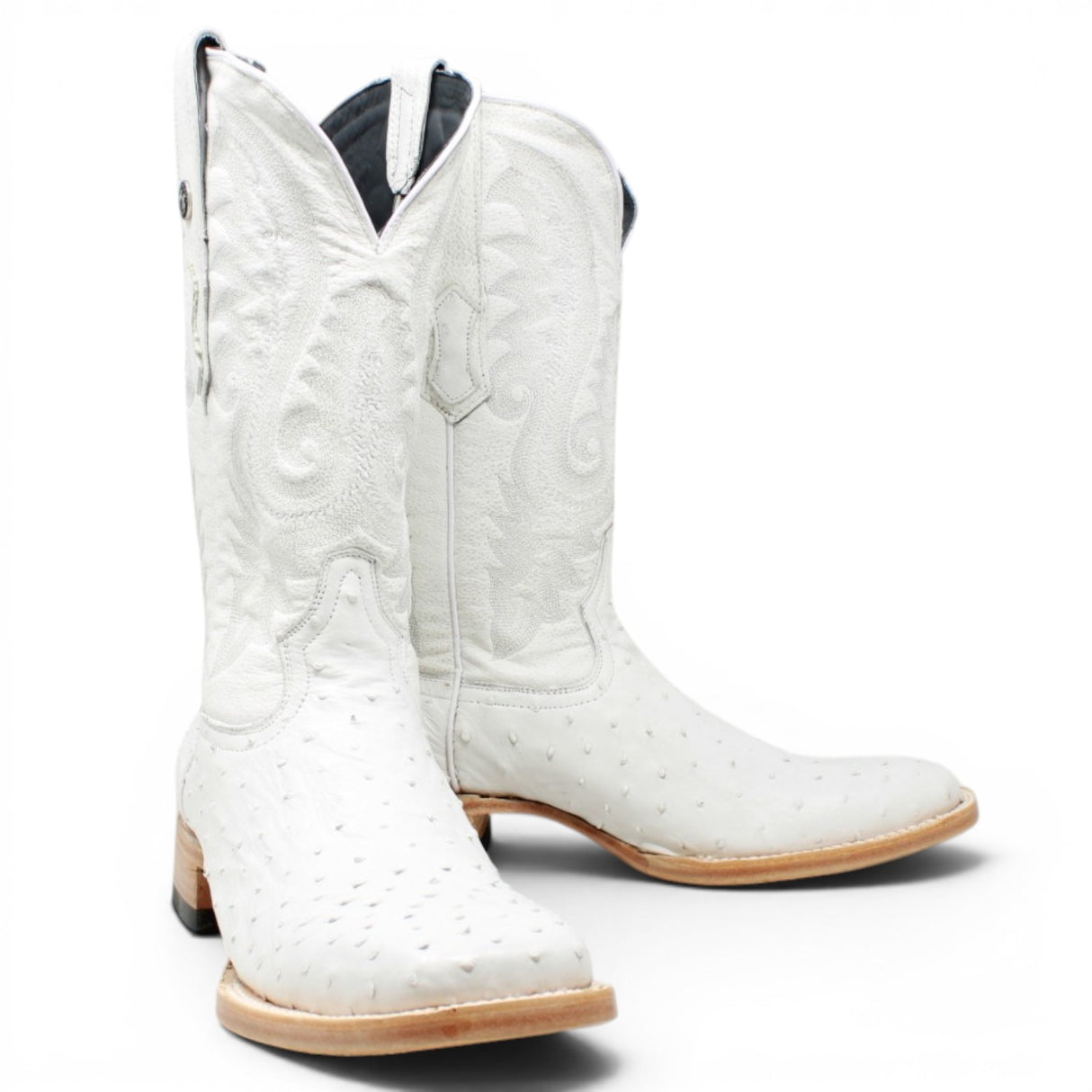 Men's Genuine Ostrich Square Toe Boots in Winter White - Tanner Mark Boots