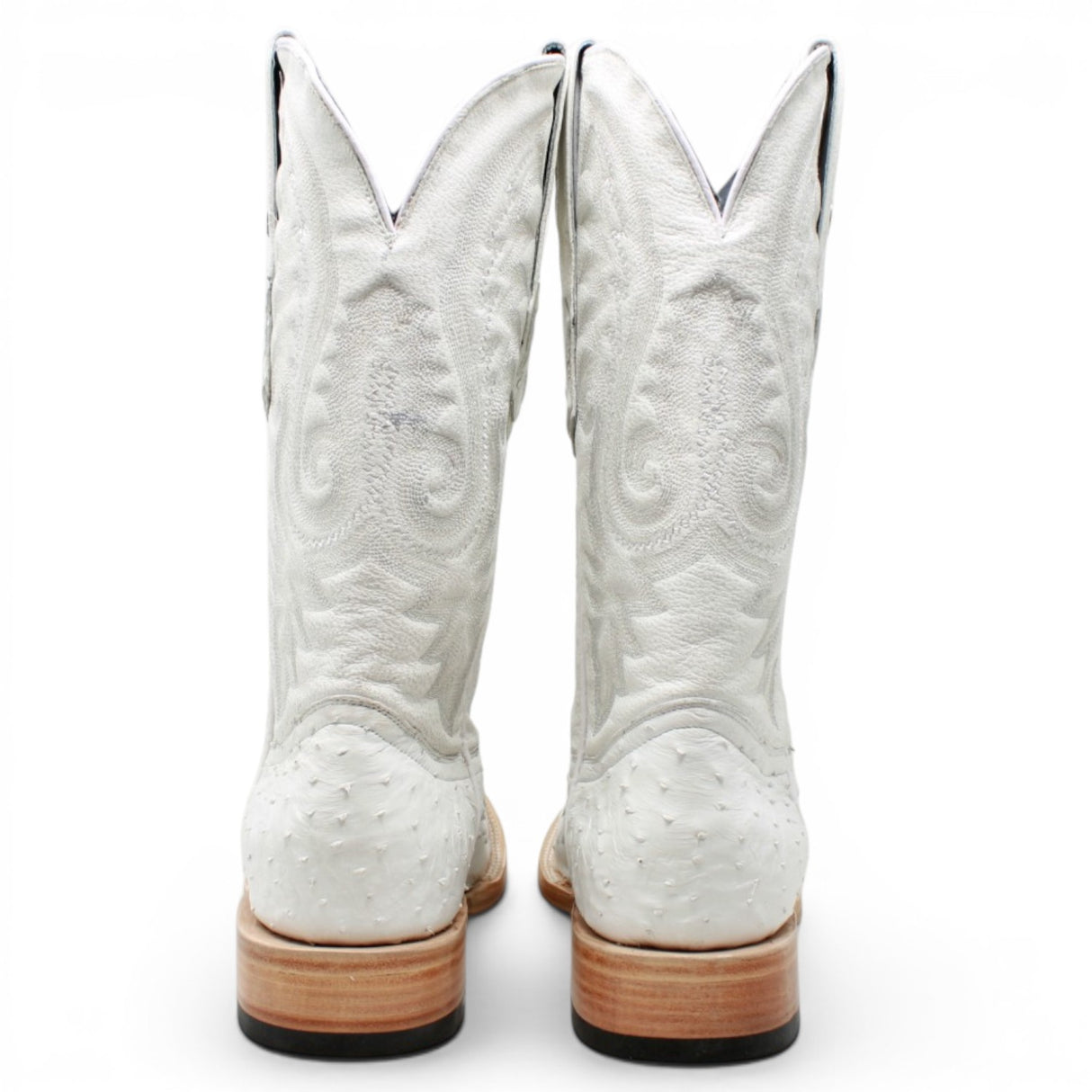 Men's Genuine Ostrich Square Toe Boots in Winter White - Tanner Mark Boots