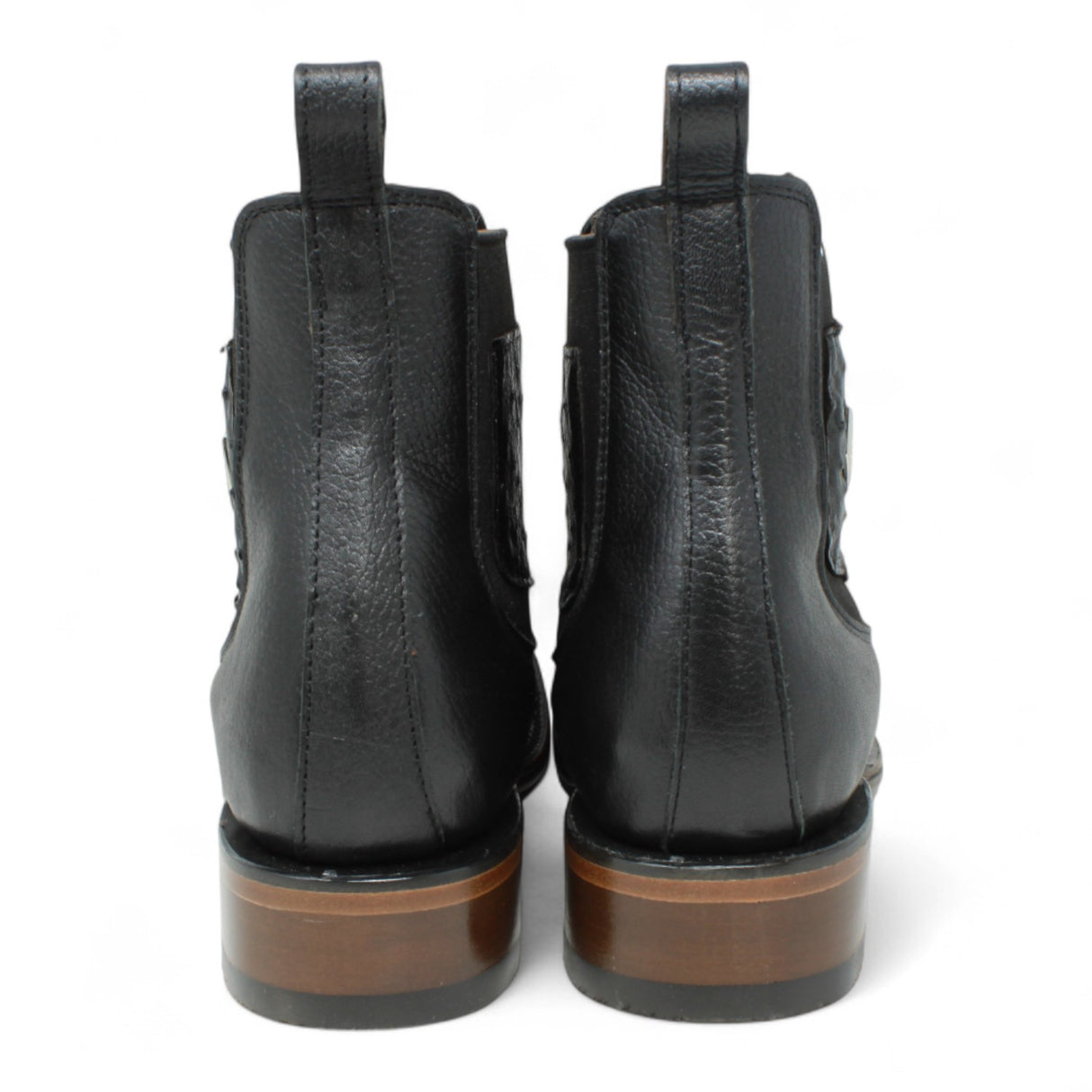Men's Round Toe Ankle boot original python balck nobuck finish back view