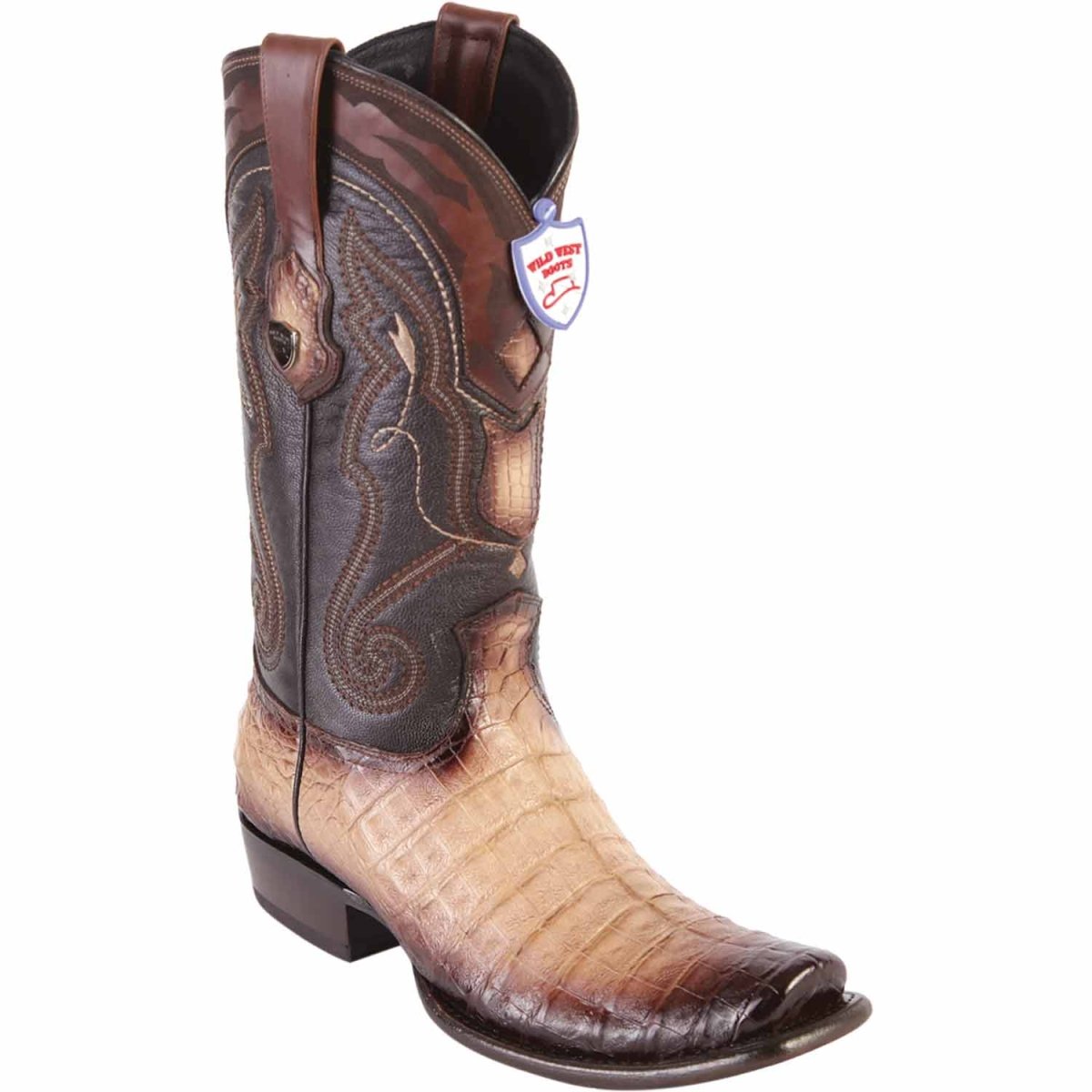Botas de Panza de Caiman Original Punta Cuadrada Color Gris - Wild West Boots main image 1