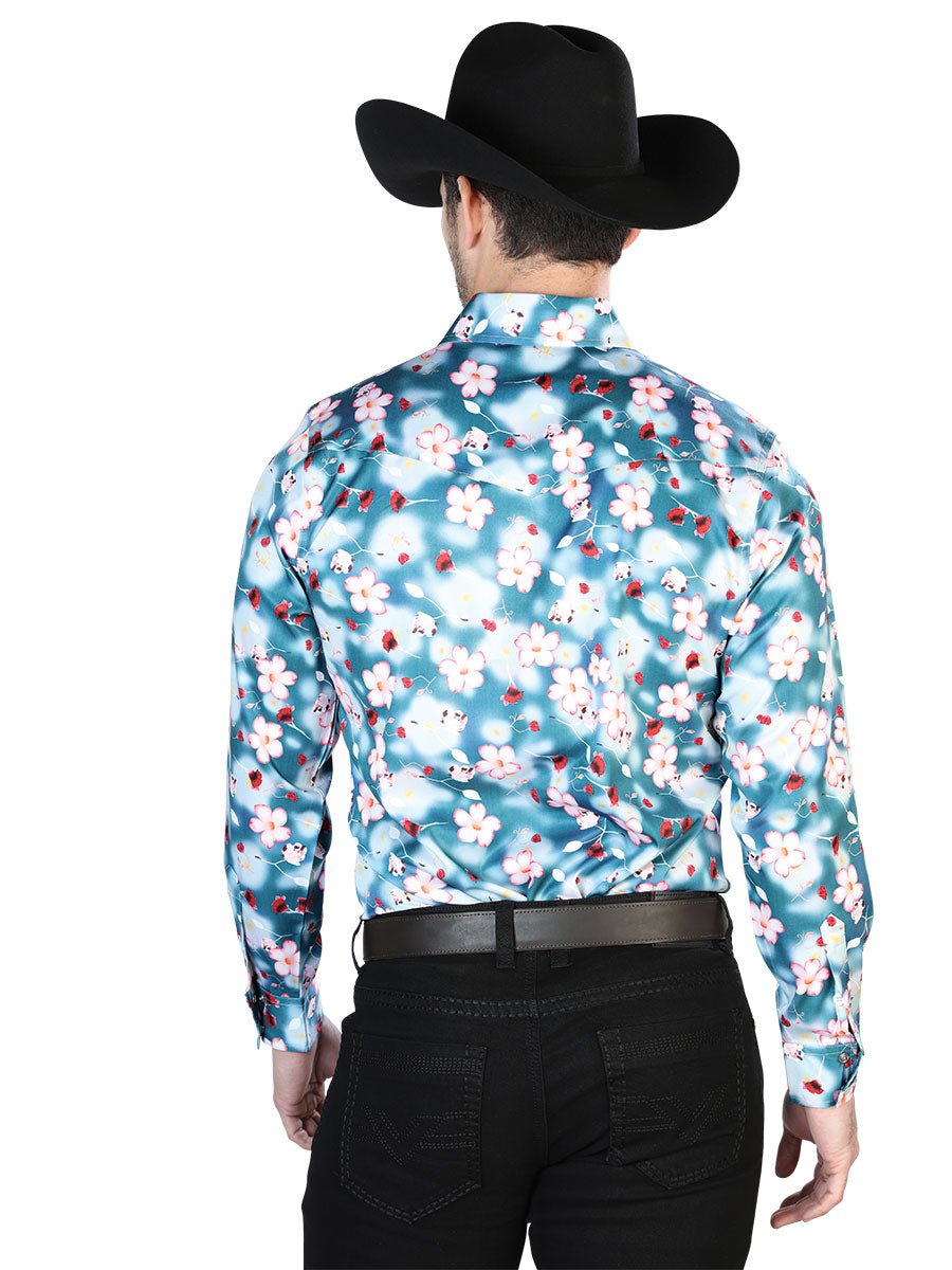 Aqua Flowers Casual Long Sleeve Shirt 43943 - Diana Zapateria Inc