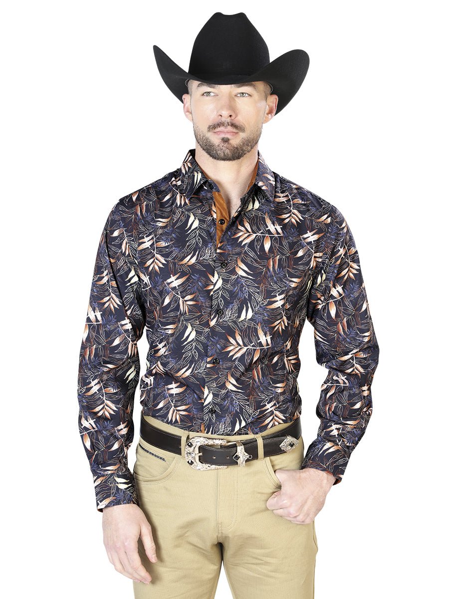 Black And Gold Casual Long Sleeve Shirt 43691 - Diana Zapateria Inc