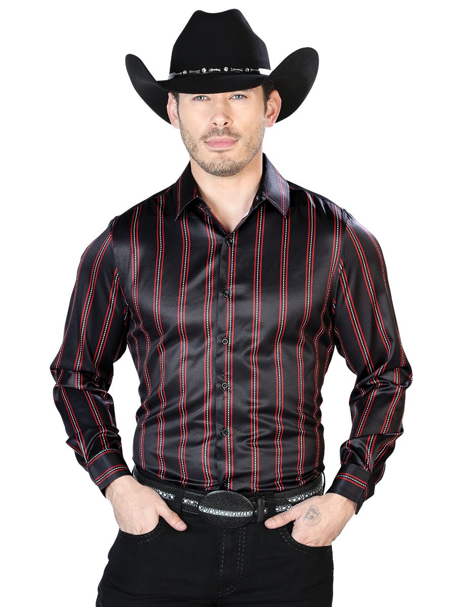 Black And Red Casual Long Sleeve Shirt 43922 - Diana Zapateria Inc