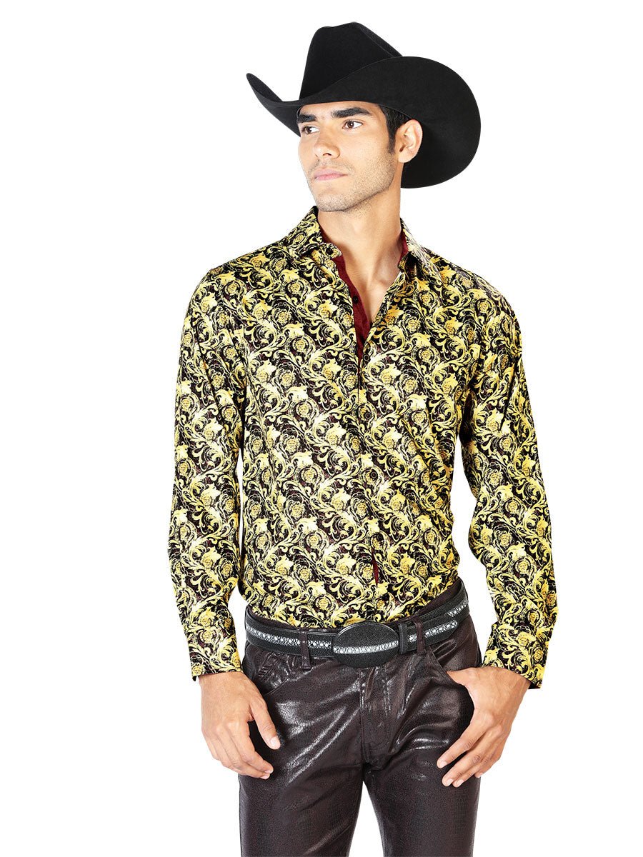Black And Yellow Casual Long Sleeve Shirt 43542 - Diana Zapateria Inc