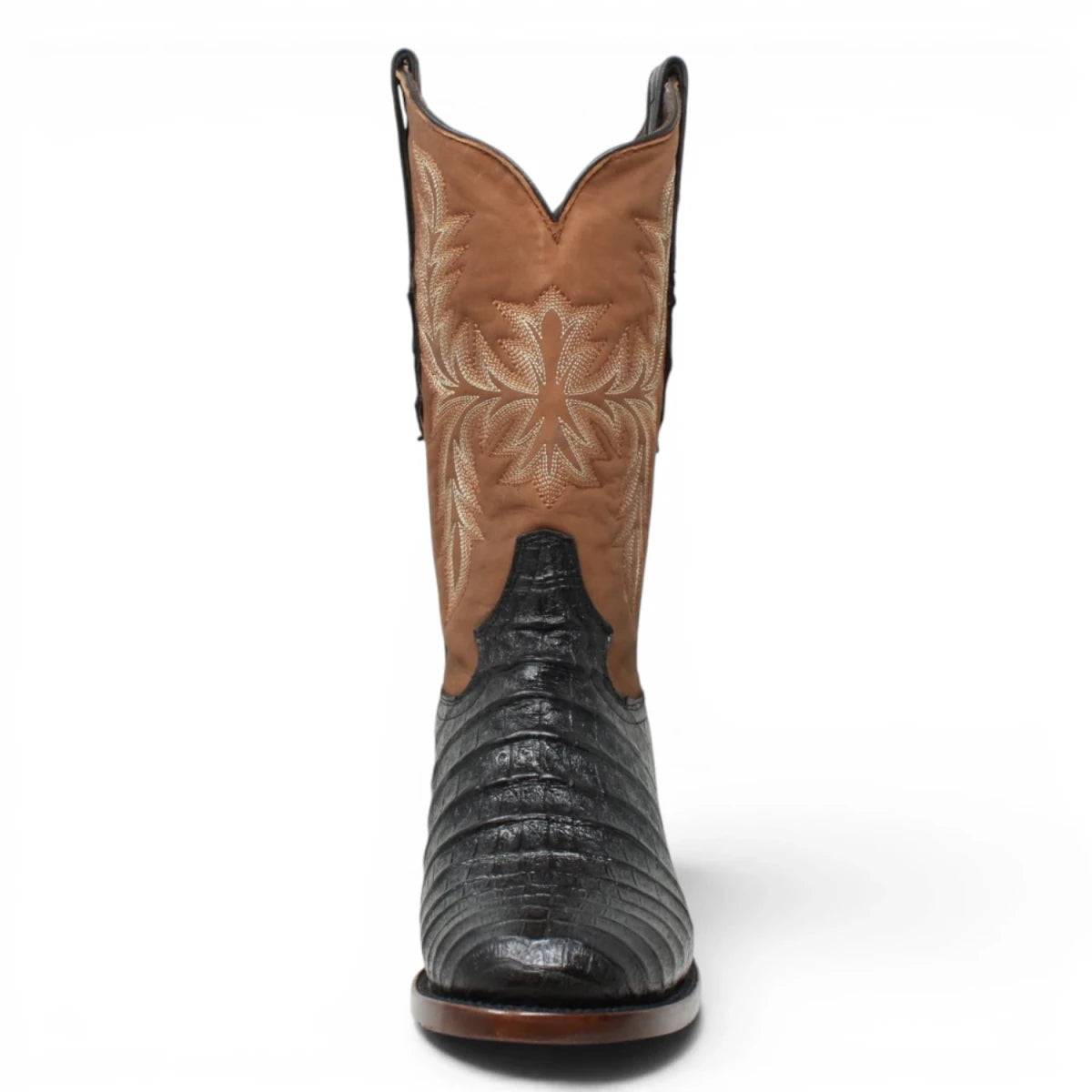 Black Men's Print Caiman Belly Round Toe Boots -Black Lable - Tanner Mark Boots