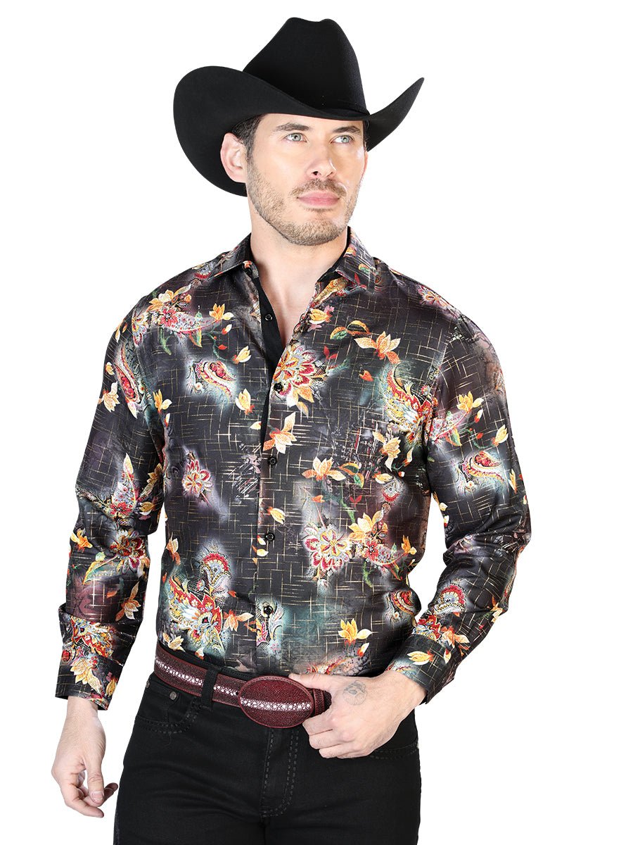 Black/Multicolor Casual Long Sleeve Shirt 43813 - Diana Zapateria Inc