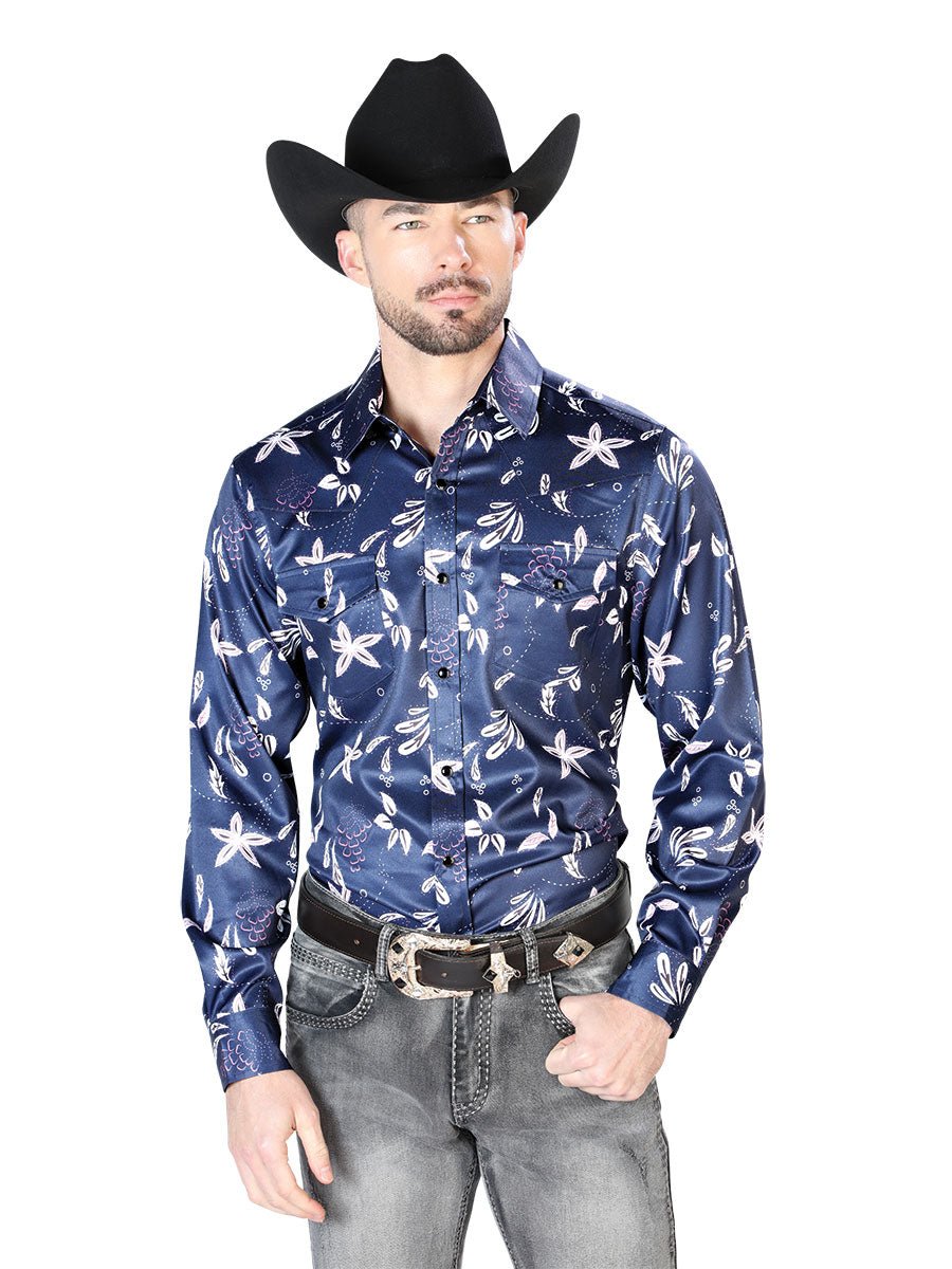 Blue Casual Long Sleeve Shirt 43932 - Diana Zapateria Inc