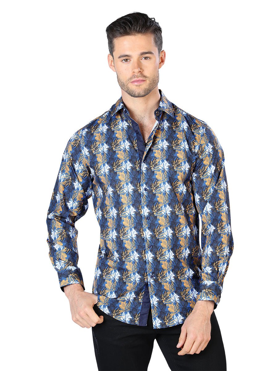 Blue Casual Long Sleeve Shirt 44046 - Diana Zapateria Inc