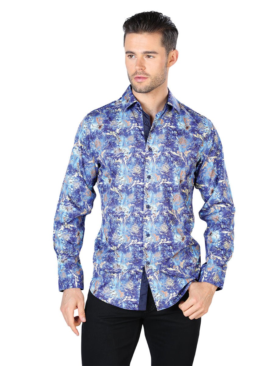 Blue Casual Long Sleeve Shirt 44050 - Diana Zapateria Inc