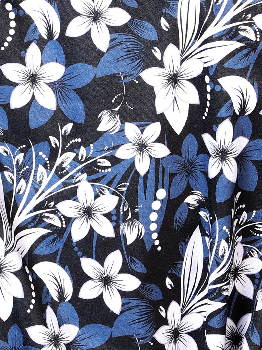 Blue Flower Casual Long Sleeve Shirt 43954 - Diana Zapateria Inc