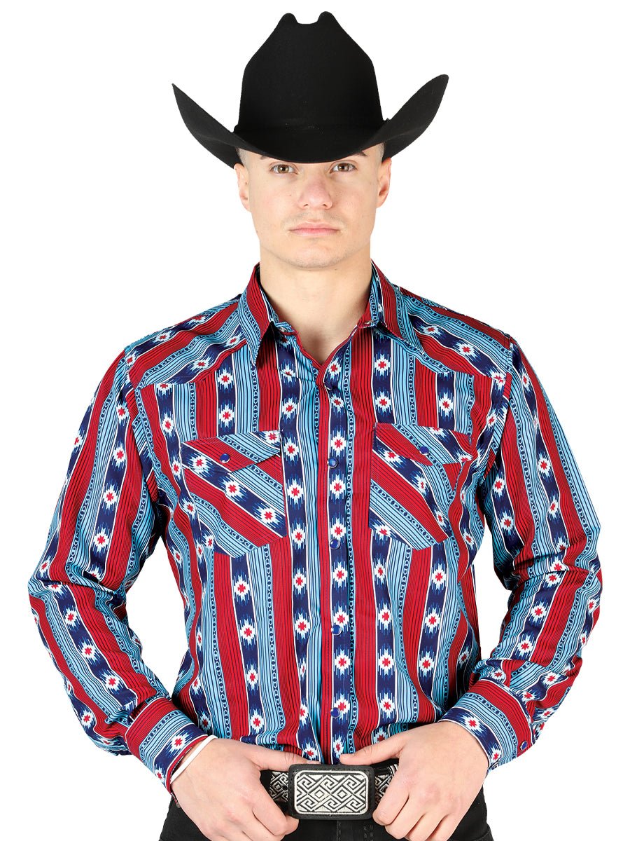 Blue Long Sleeve Cowboy Shirt 44212 - Diana Zapateria Inc