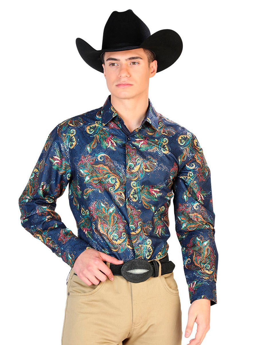 Blue Multicolor Casual Long Sleeve Shirt 43827 - Diana Zapateria Inc