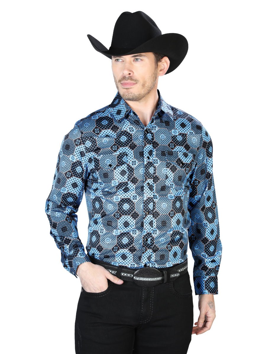 Blue Print Casual Long Sleeve Shirt 43963 - Diana Zapateria Inc