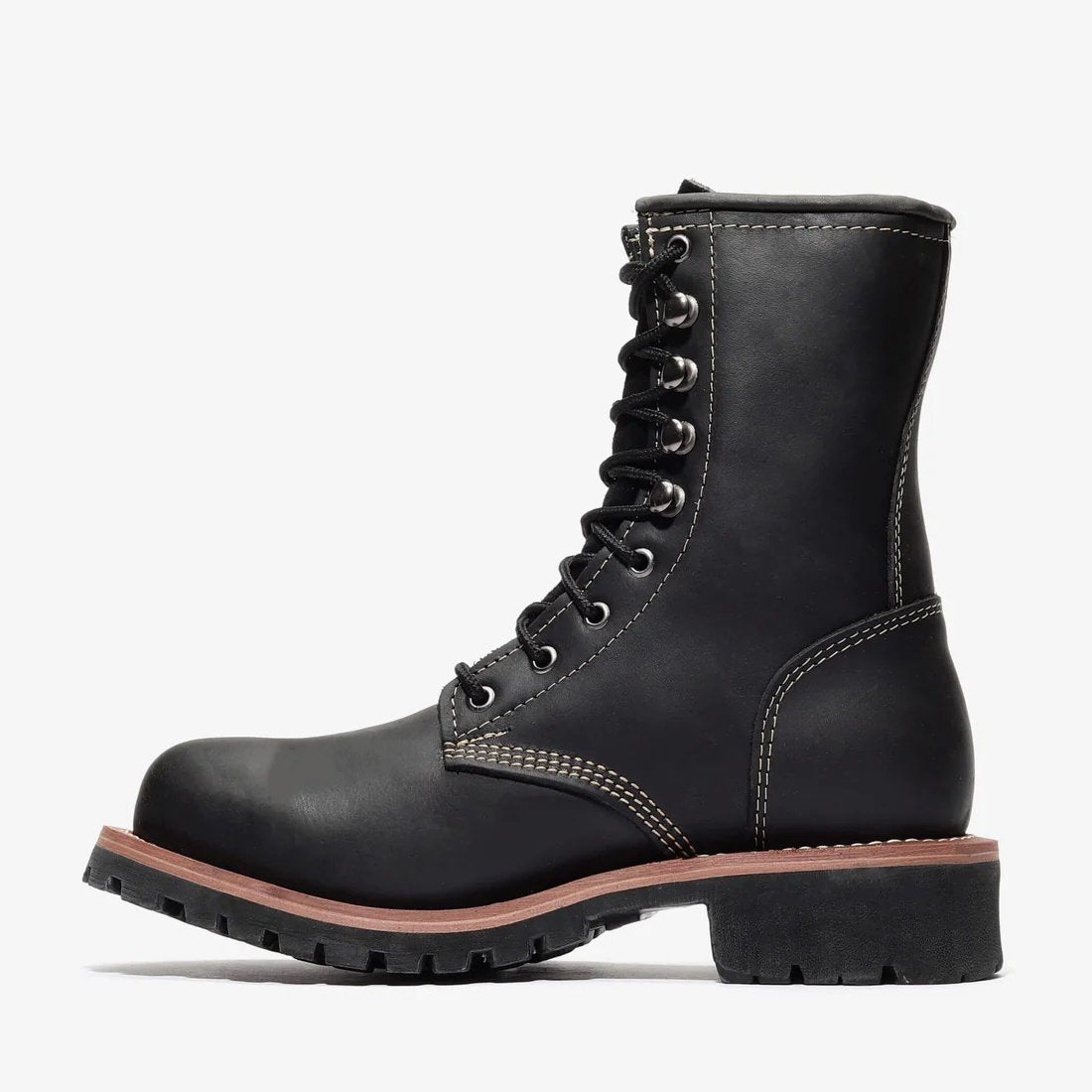 Bonanza Sierra 9" Logger Work Boots (Steel Toe) in Black - Bonanza Boots - Left Side View
