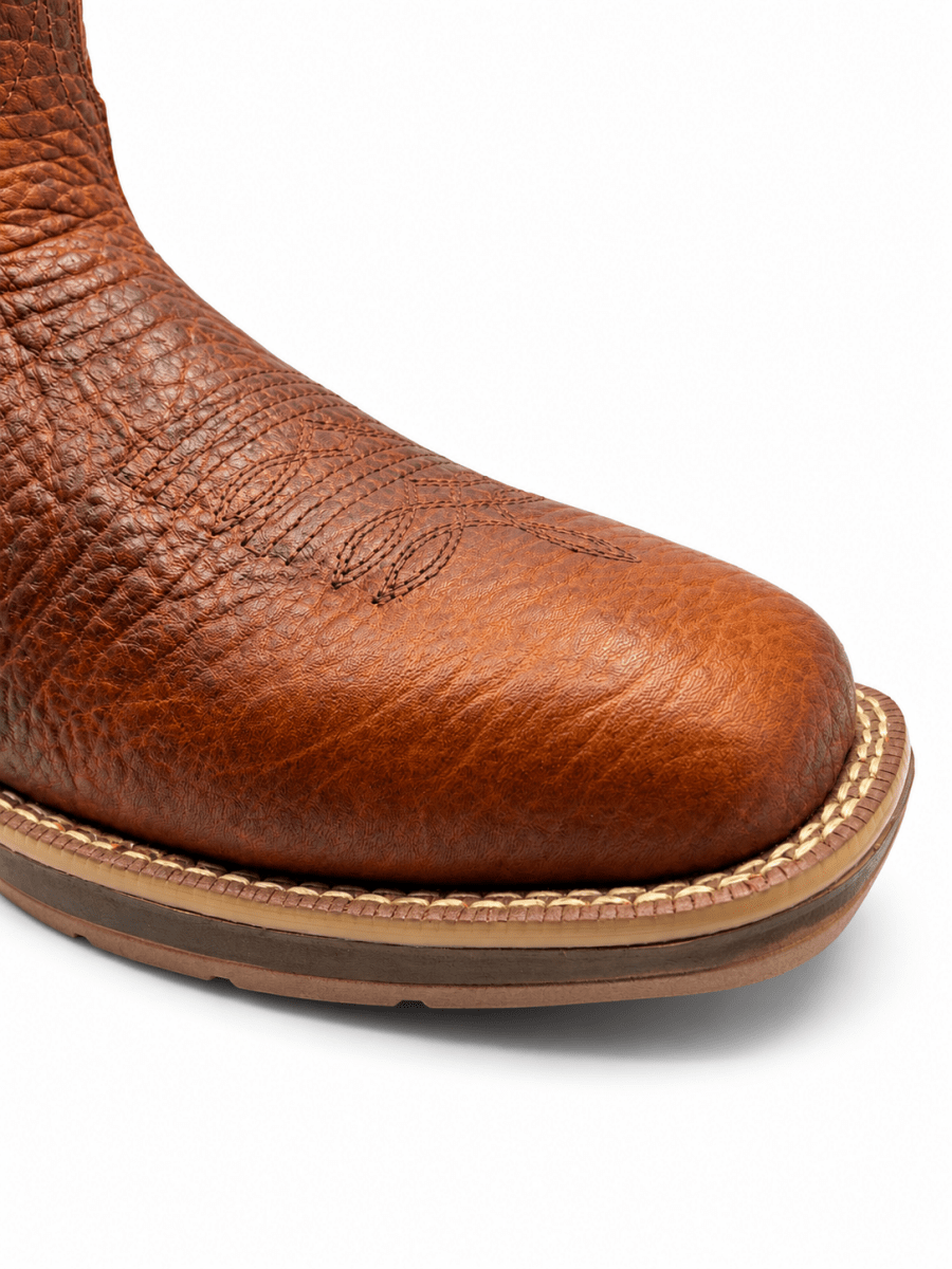 Bota Vaquera para Hombre Punta Cuadrada de Piel Bull Shoulder Color Miel con Suela de Hule – Hooch Boots H52W5183 - Hooch Boots
