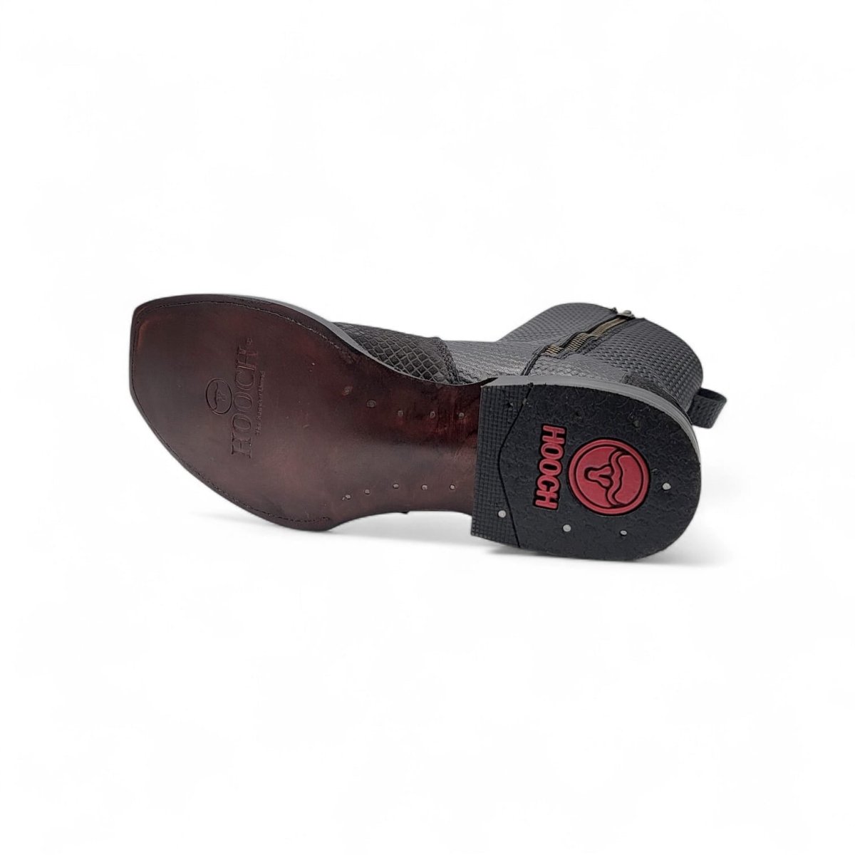 Bota Vaquera para Hombre Punta Dubai Grabado Tipo Python con Cierre Lateral Negra + Cinto Combo Western – Hooch Boots H580563 - Hooch