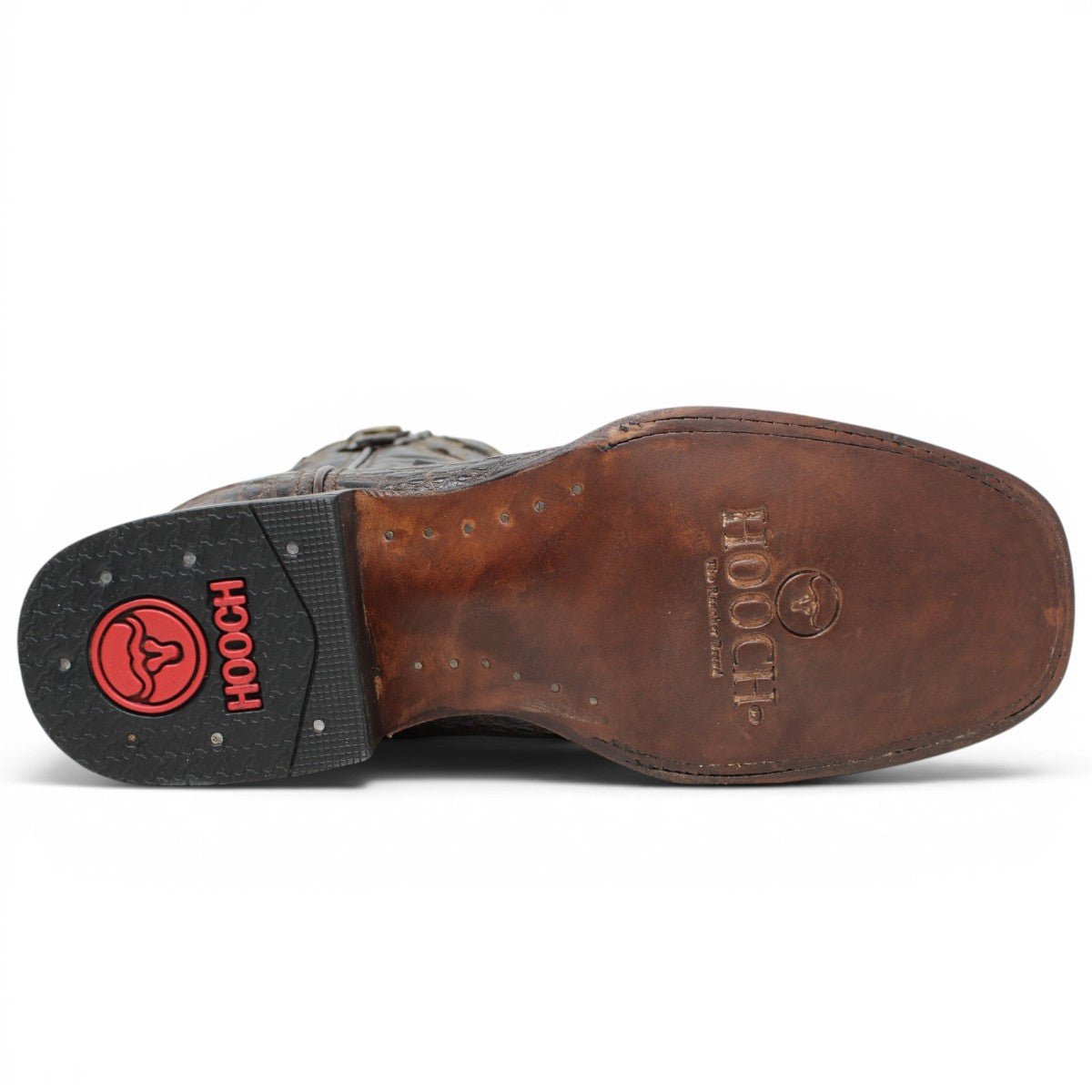 Bota Vaquera para Hombre Punta Rodeo Grabado Tipo Caiman Belly Color Chocolate de Piel Genuina – Hooch Boots H519473 - Hooch