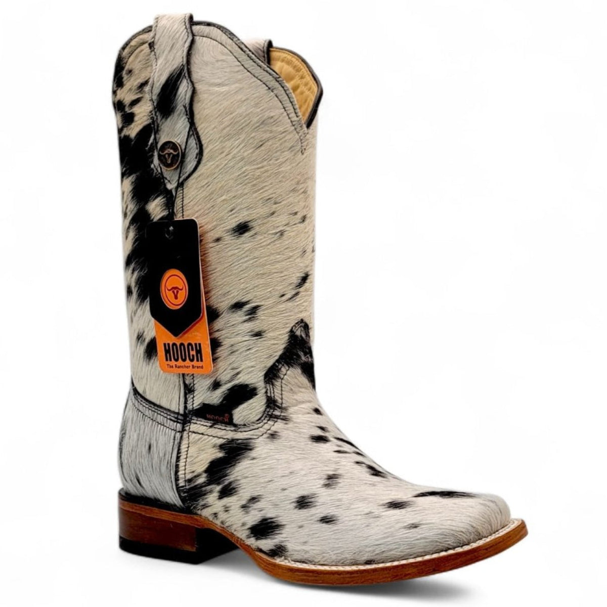 Bota Vaquera para Mujer de Piel con Pelo de Vaca y Punta Cuadrada – Hooch Boots H223304 - Hooch Boots