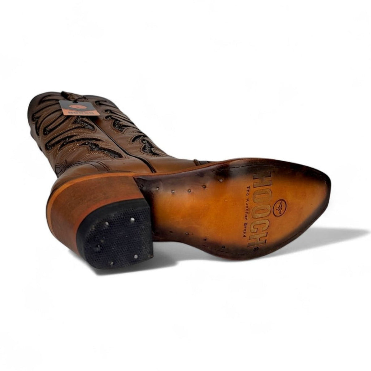 Bota Vaquera para Mujer Punta Snip Alta "Luna Honey" de Piel Genuina con Tubo 16” y Tacon Western de 2.5” – Hooch Boots H26T9551 - Hooch