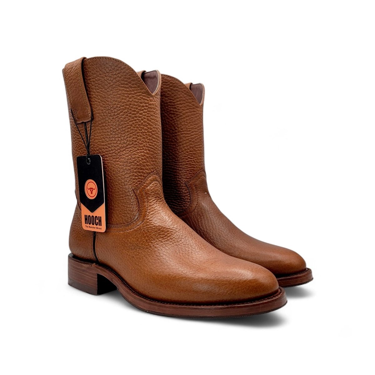 Bota Vaquera Roper para Hombre de Piel Genuina Suave Color Miel con Punta Redonda y Tacon de 1.5” – Hooch Boots H52PR5172 - Hooch