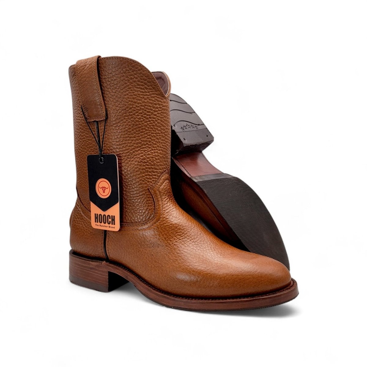 Bota Vaquera Roper para Hombre de Piel Genuina Suave Color Miel con Punta Redonda y Tacon de 1.5” – Hooch Boots H52PR5172 - Hooch