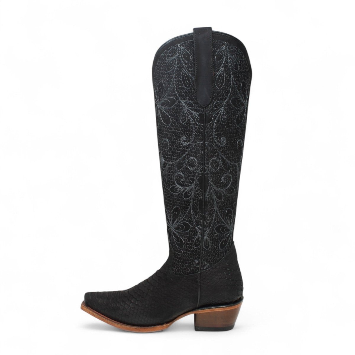 Botas Altas de Cuero Original para Mujer Color Negro Piton Q34T5705 - Quincy Boots