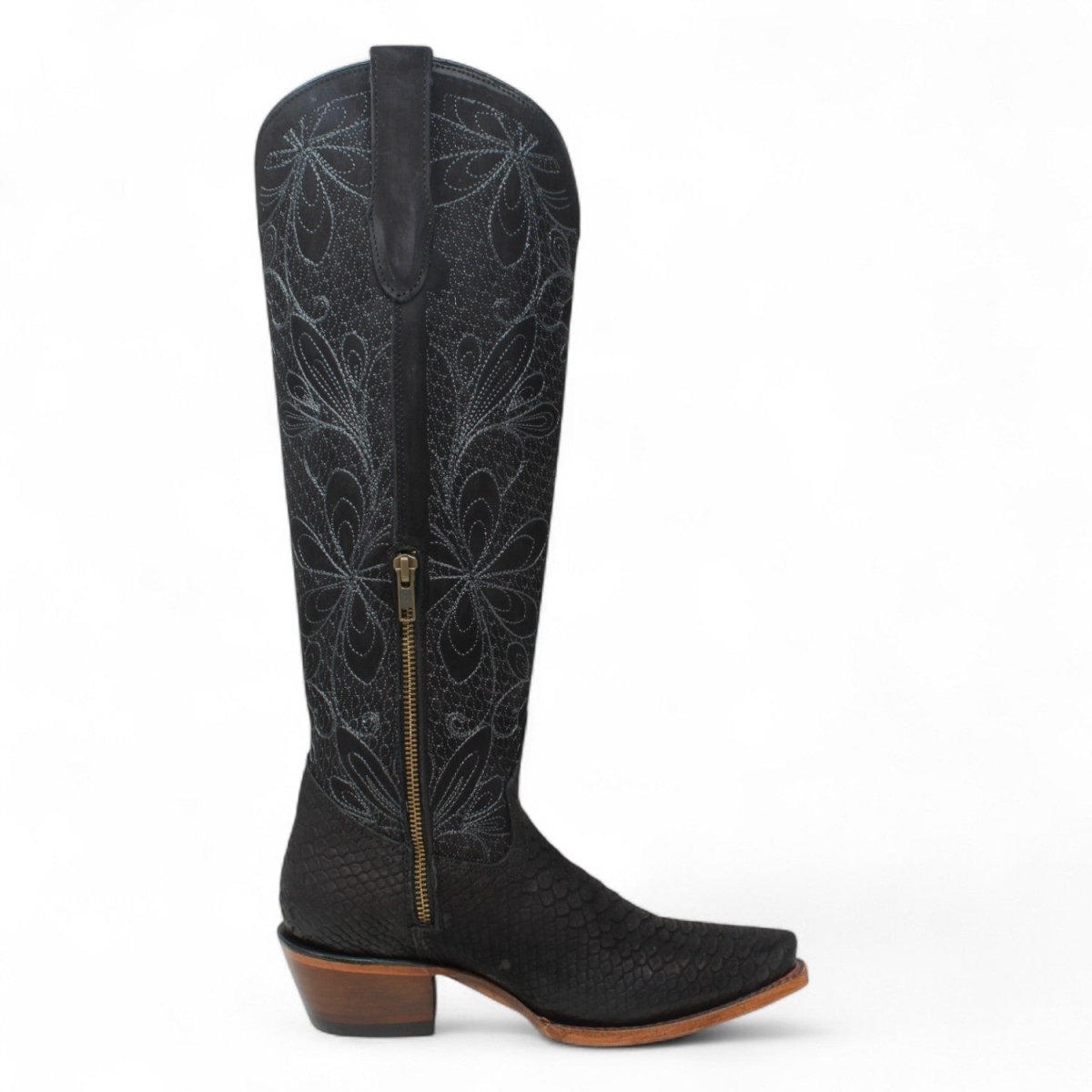 Botas Altas de Cuero Original para Mujer Color Negro Piton Q34T5705 - Quincy Boots