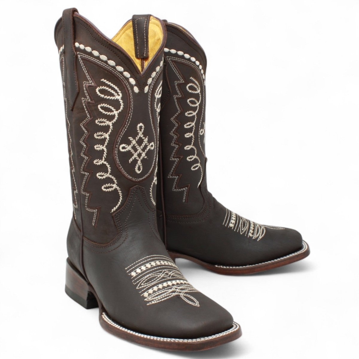 Botas Altas de Cuero Original para Mujer en Horma Rodeo Chocolate Q322N6294 - Quincy Boots