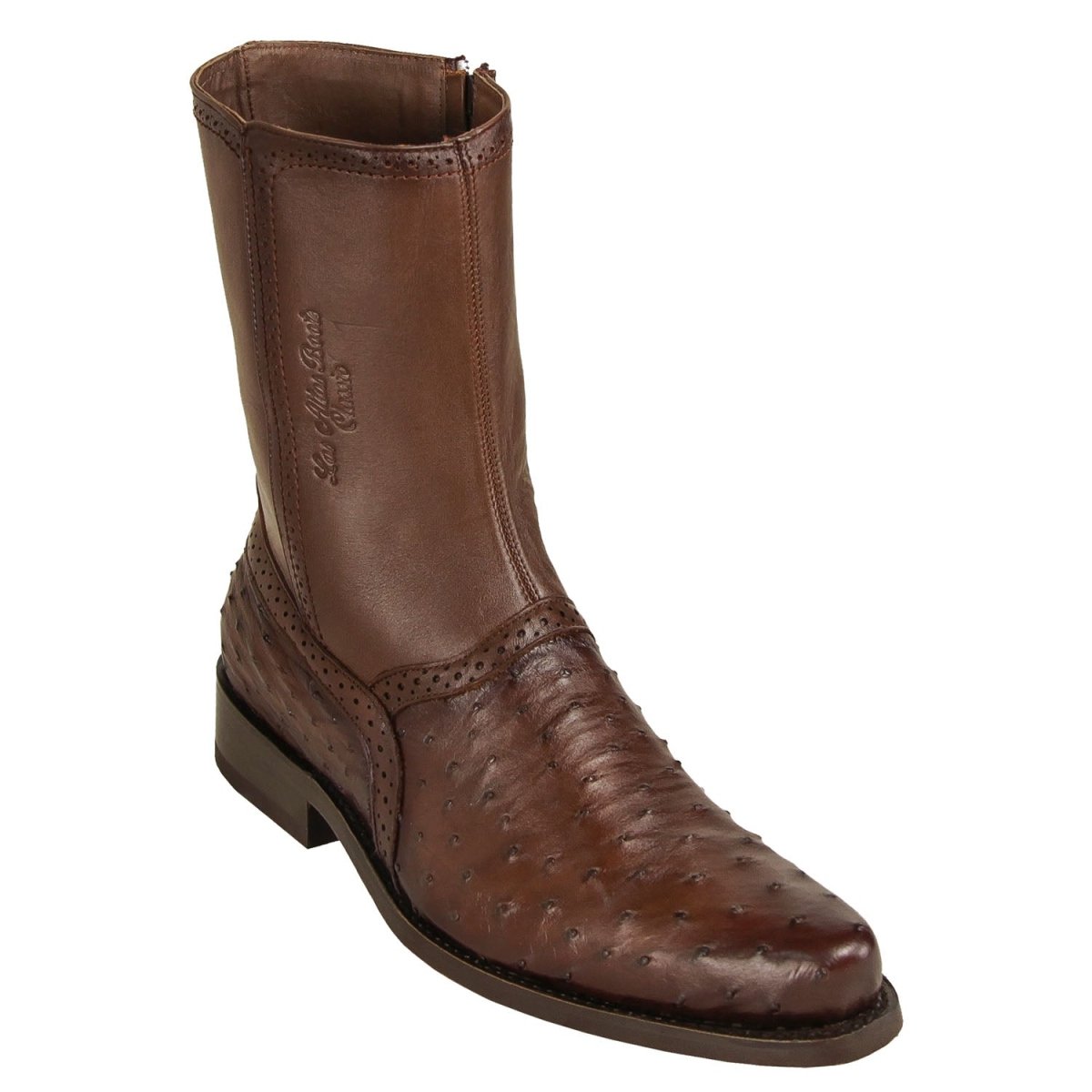 Botas de Avestruz Original Punta Recortada Color Vino Difuminado - Los Altos Boots