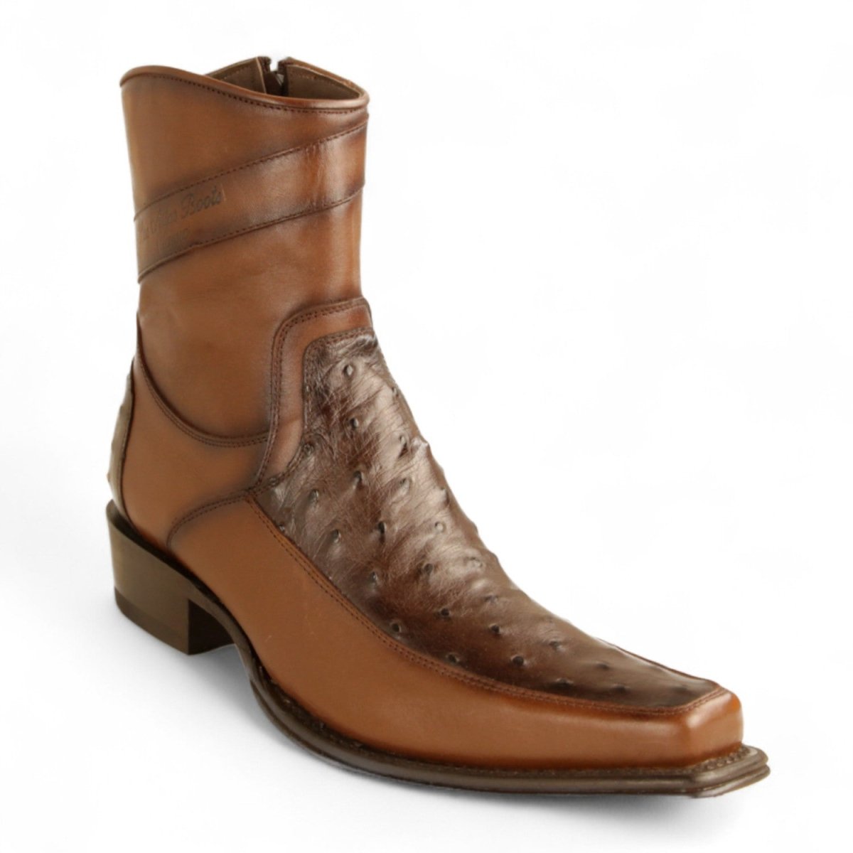 Botas de Pata de Avestruz Original Punta Europea Color Gris Difuminado - Los Altos Boots