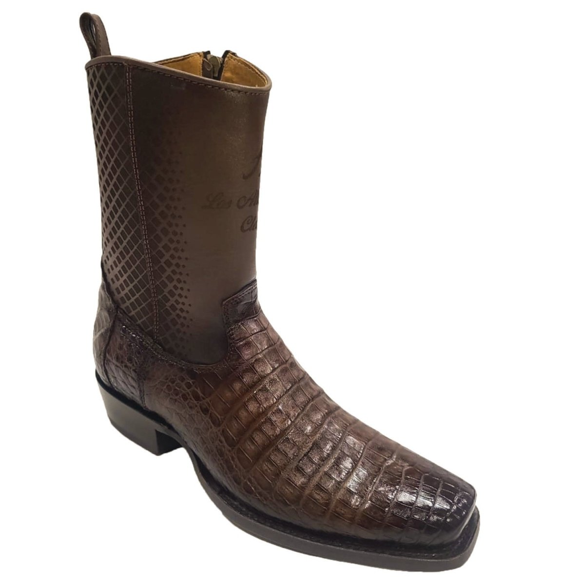 Botas de Cocodrilo Caiman Panza Horma Cuadrada Ancha Color Cafe main image 0