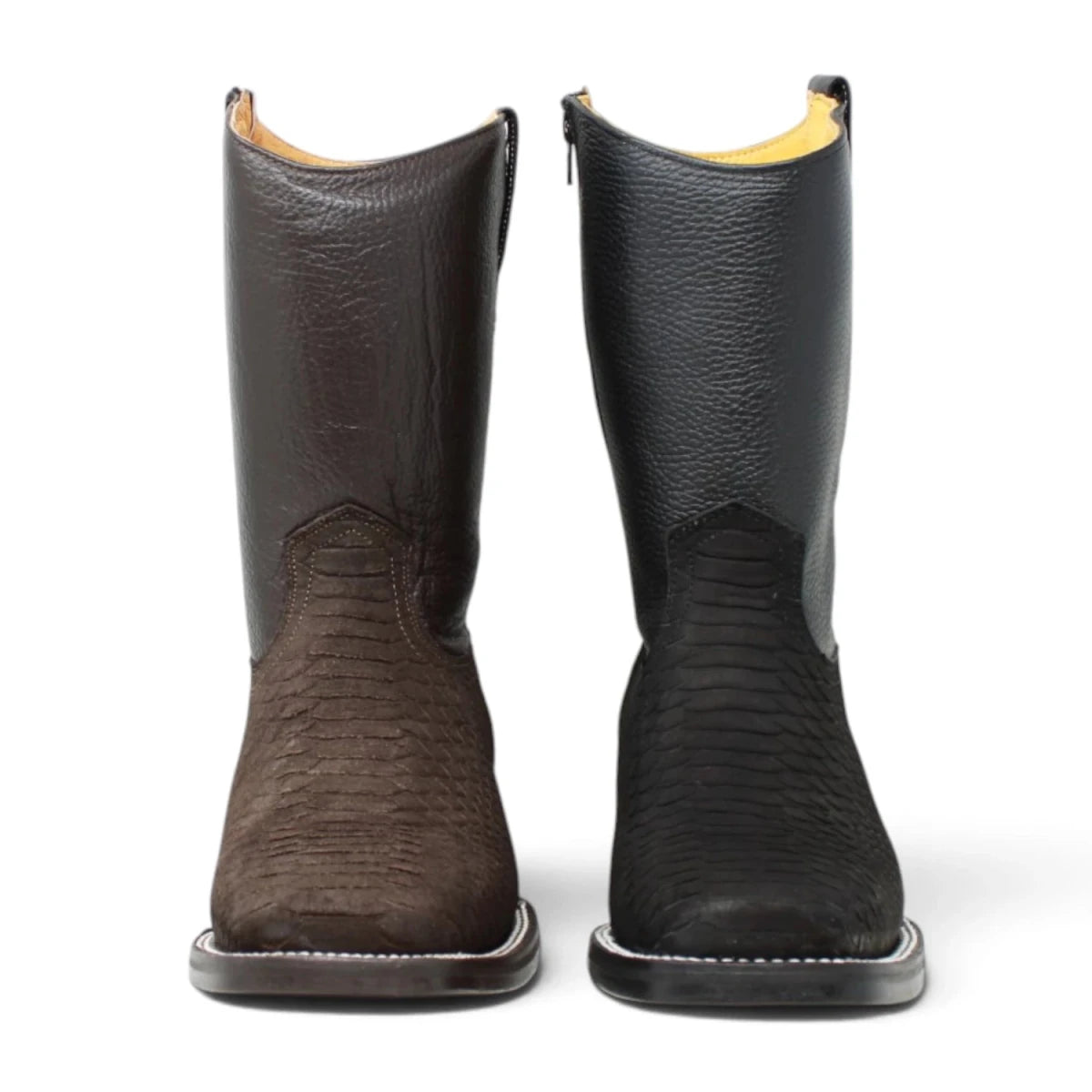 Botas Cortas de Piton Grabado Punta Rodeo Cuadrada - La Carreta - La Carreta