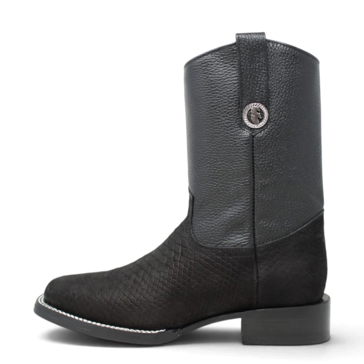 Botas Cortas de Piton Grabado Punta Rodeo Cuadrada - La Carreta - La Carreta