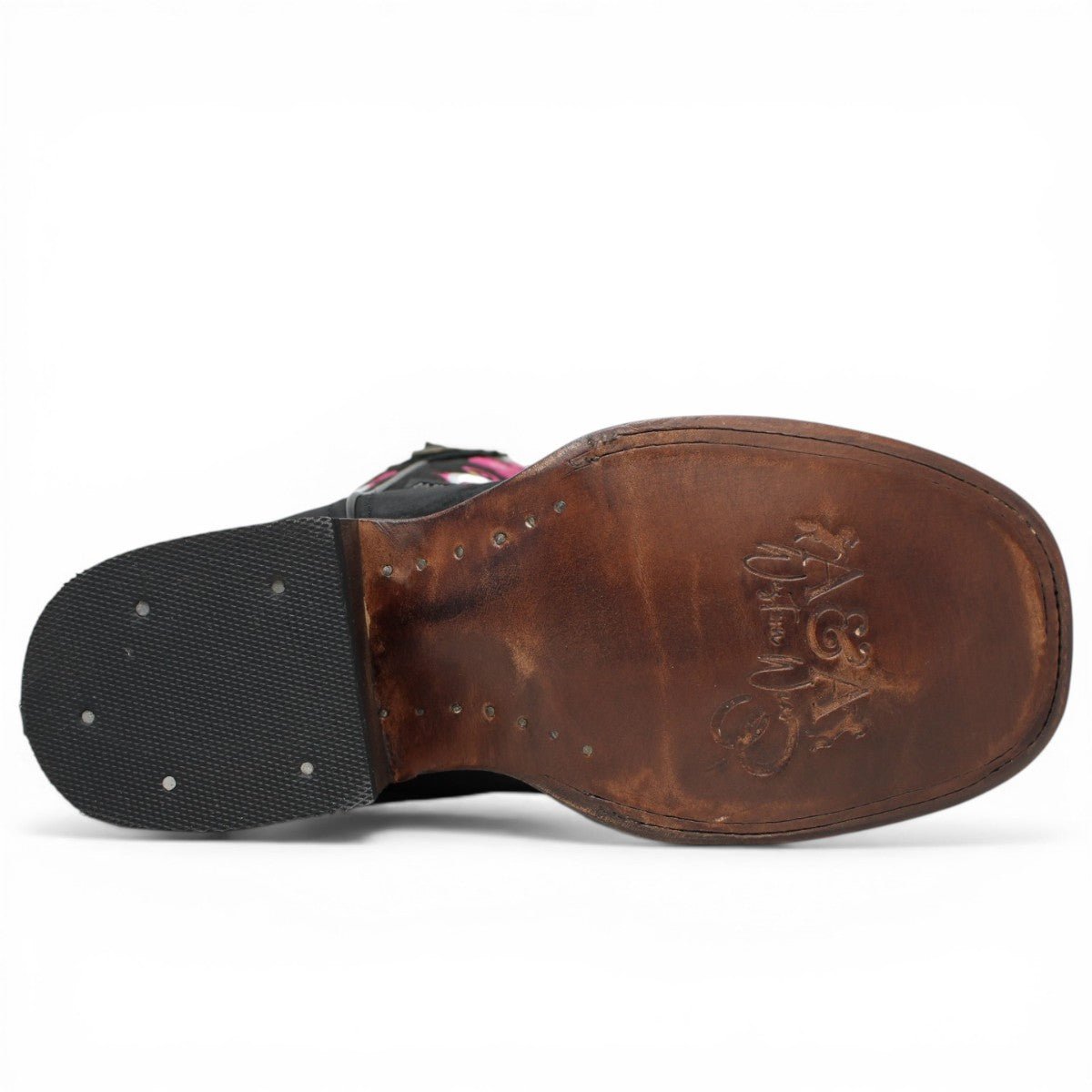 Botas Cuadrada Negro con Flores Rosas y Ringle - A&A Boots - A&A Boots