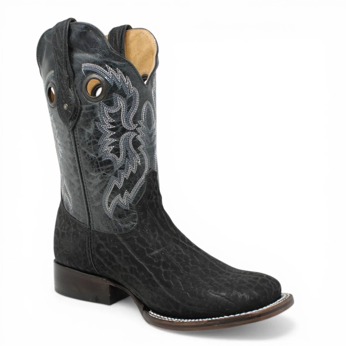 Botas Cuadrada Negro Cuello de Toro - Houston - A&A Boots