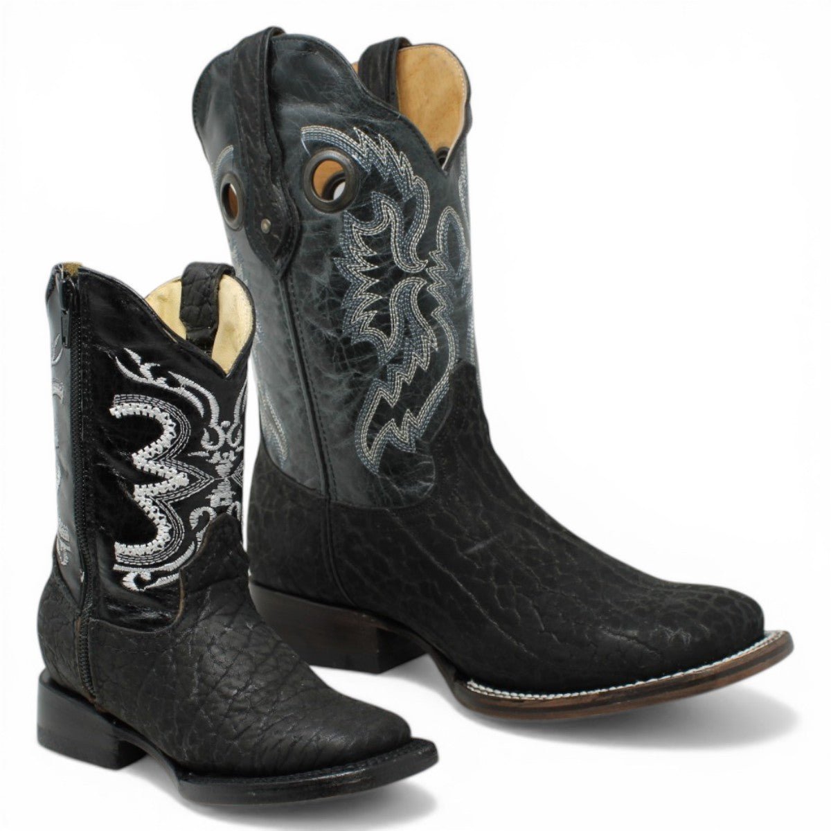Botas Cuadrada Negro Cuello de Toro - Houston - A&A Boots