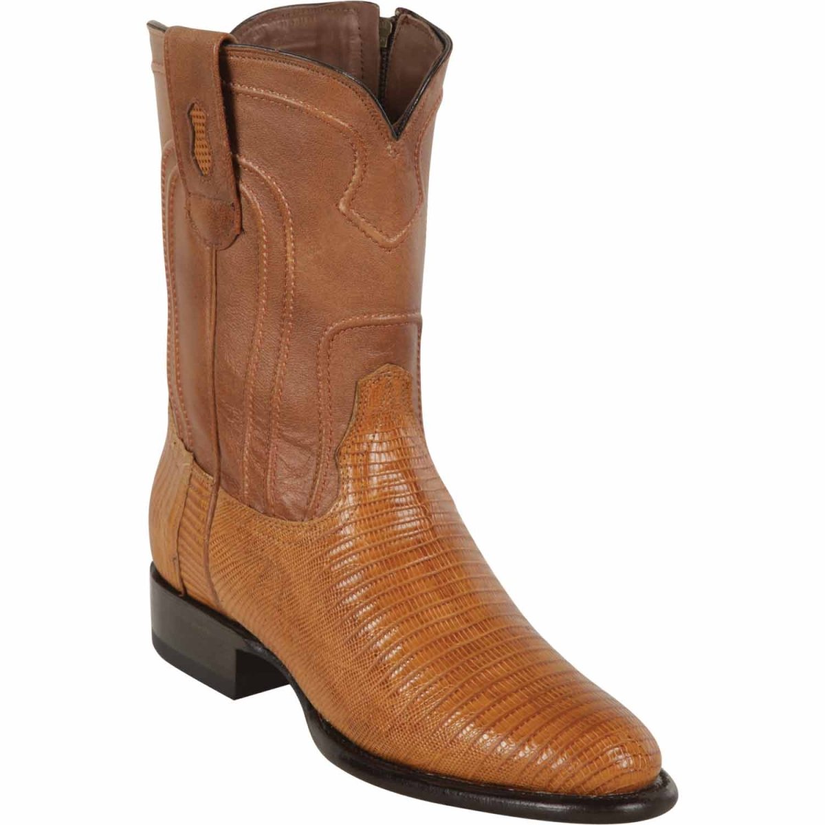 Botas de Armadillo Original Roper Punta Oval con Zipper Color Antique Saddle - Los Altos Boots - Los Altos Boots