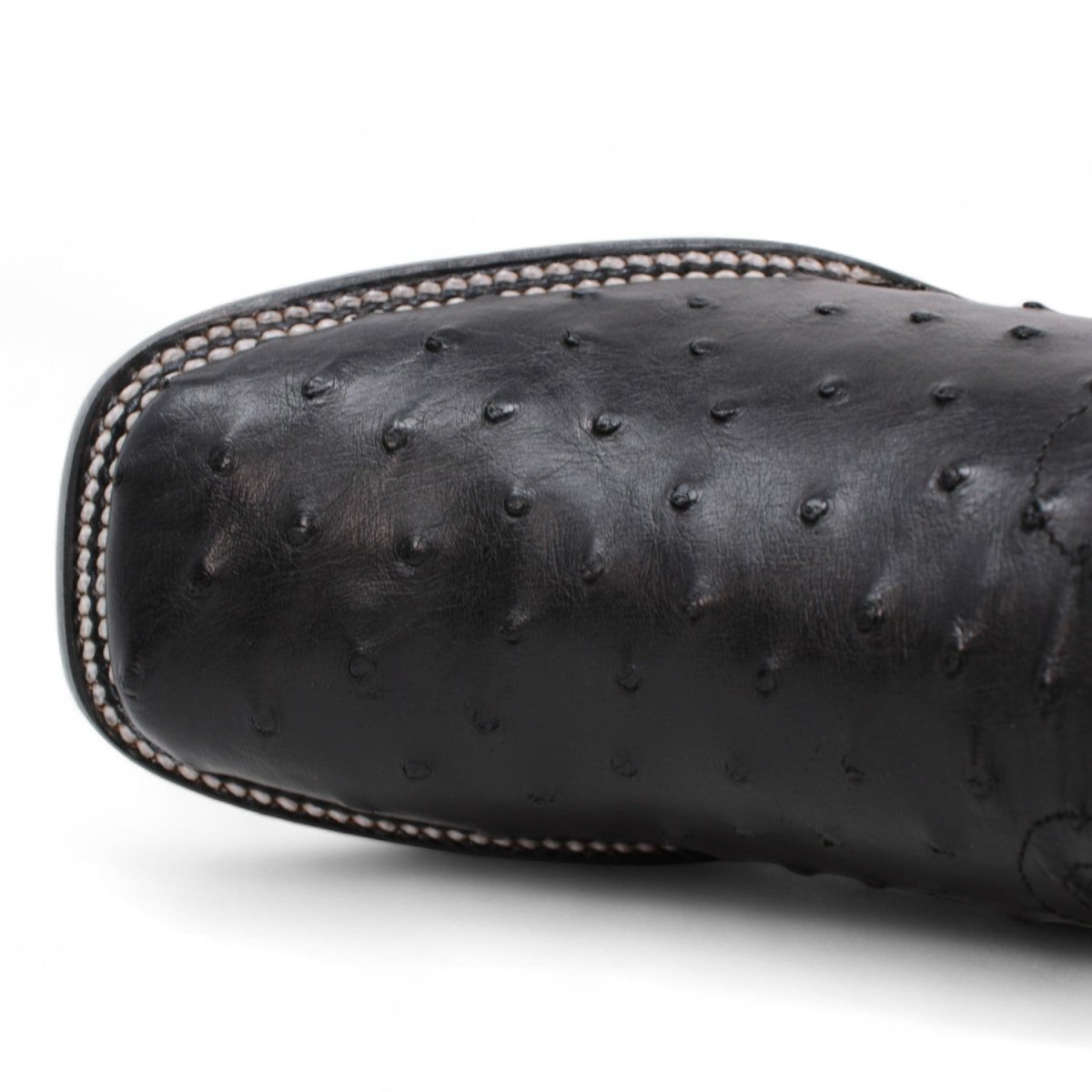 Genuine Ostrich Wide Square Toe Boots Black Color - Wild West Boots toe