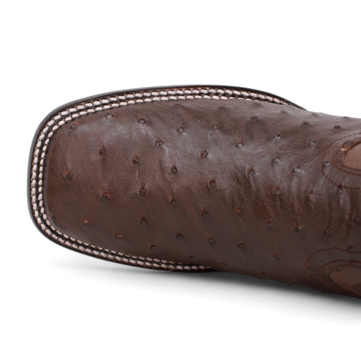 Genuine Ostrich Wide Square Toe Boots Brown Color - Wild West Boots toe