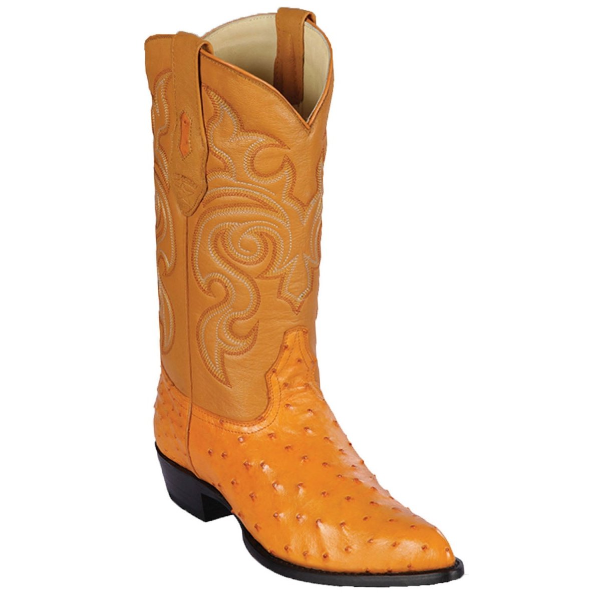 Botas de Avestruz Original Horma Puntal Color Mantequilla - Los Altos Boots - Los Altos Boots