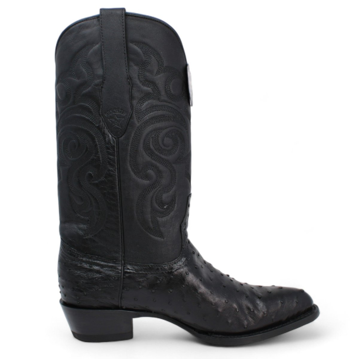 Western Genuine Ostrich Boots J Toe Black Color - Los Altos Boots right side view