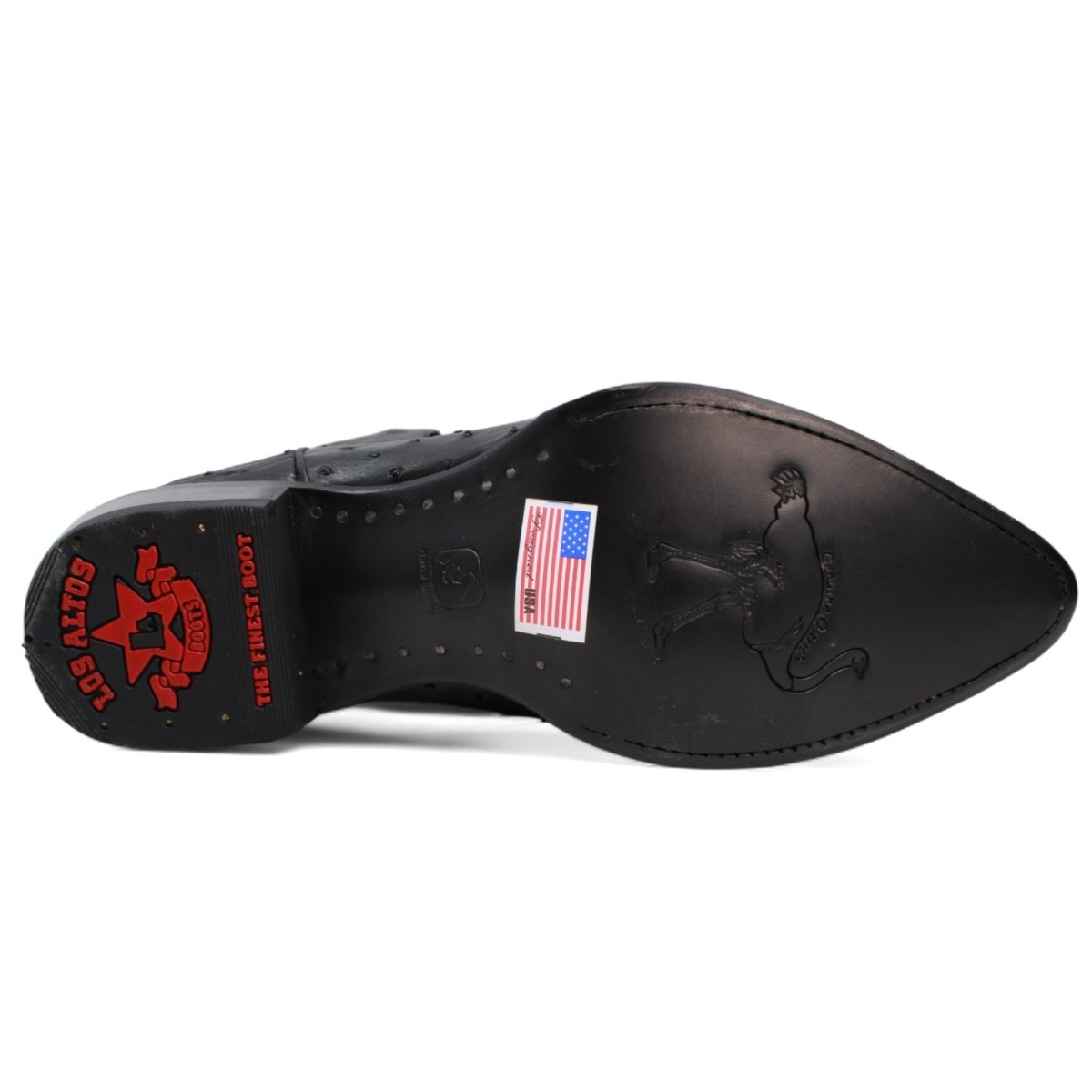 Western Genuine Ostrich Boots J Toe Black Color - Los Altos Boots sole