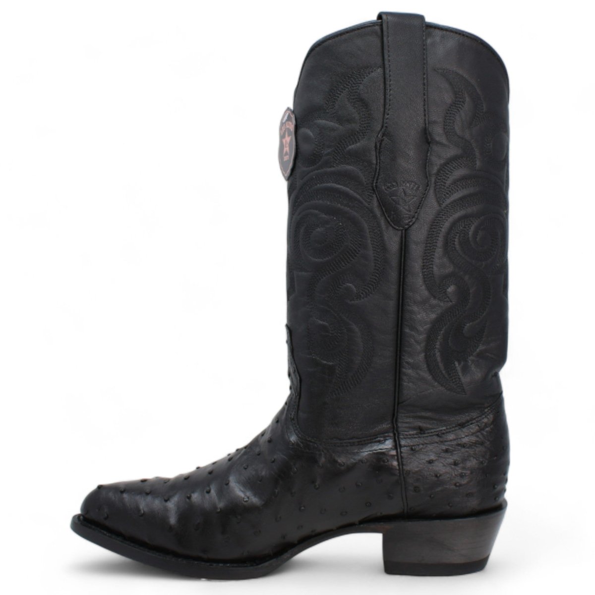 Western Genuine Ostrich Boots J Toe Black Color - Los Altos Boots left side view