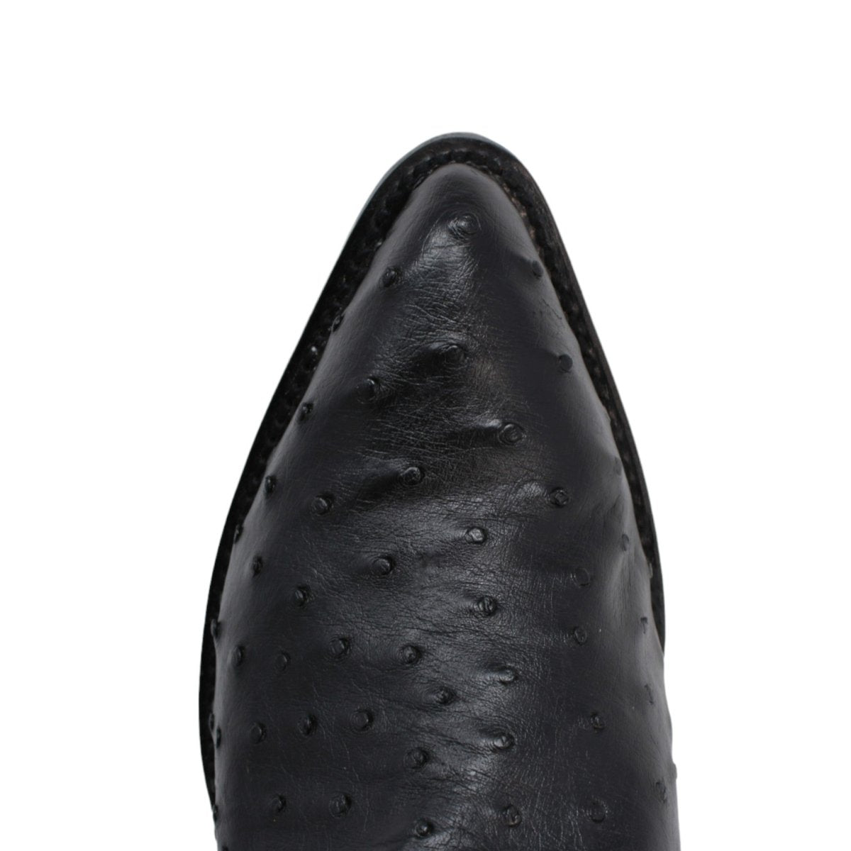 Western Genuine Ostrich Boots J Toe Black Color - Los Altos Boots Toe view