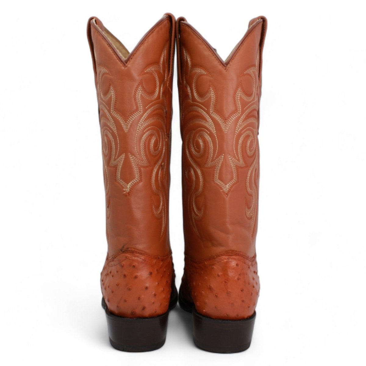 Western Genuine Ostrich Boots J Toe Honey Color - Los Altos Boots back view