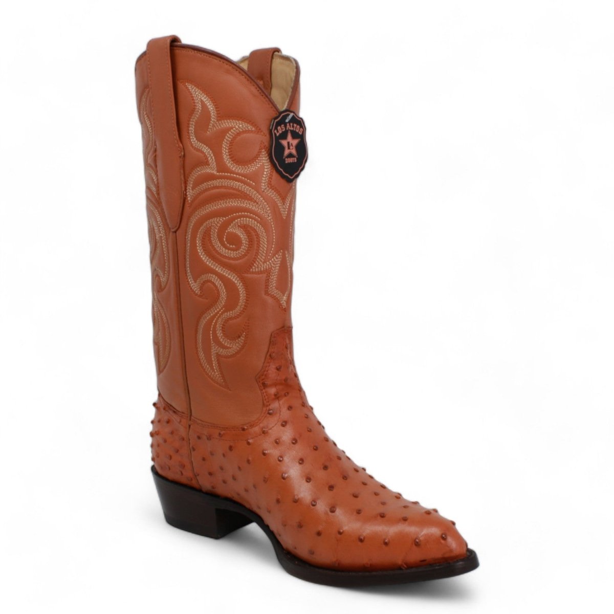 Western Genuine Ostrich Boots J Toe Honey Color - Los Altos Boots side view 2