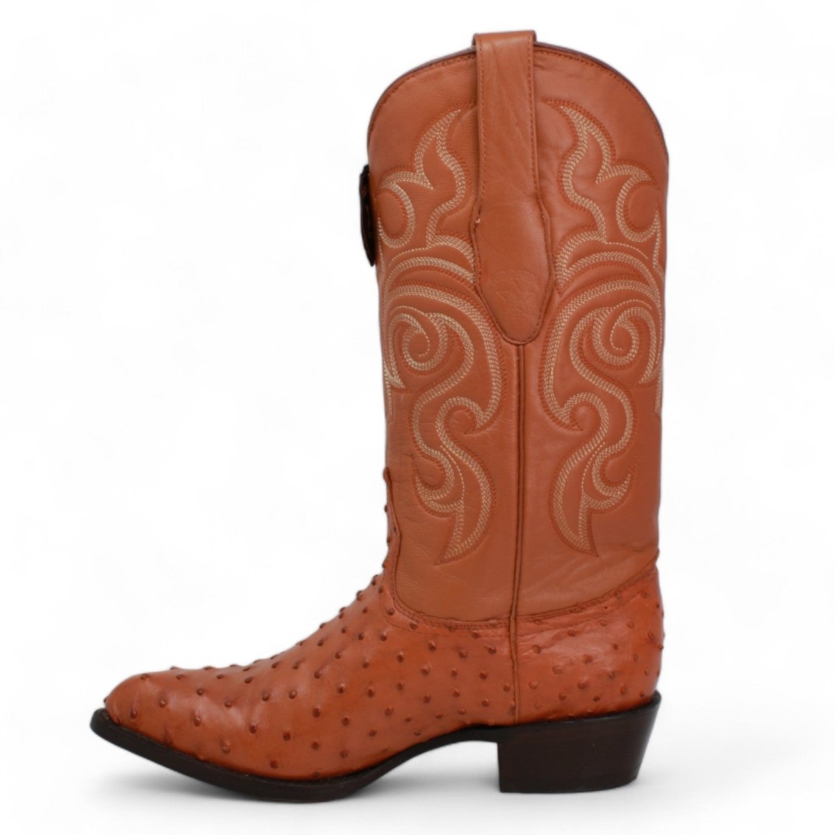 Western Genuine Ostrich Boots J Toe Honey Color - Los Altos Boots left side view