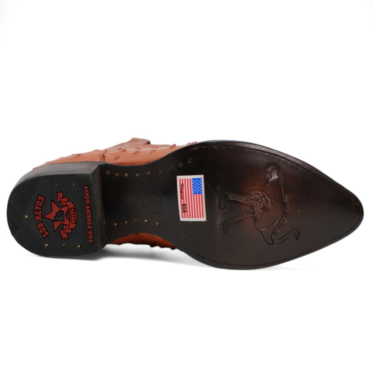 Western Genuine Ostrich Boots J Toe Honey Color - Los Altos Boots sole